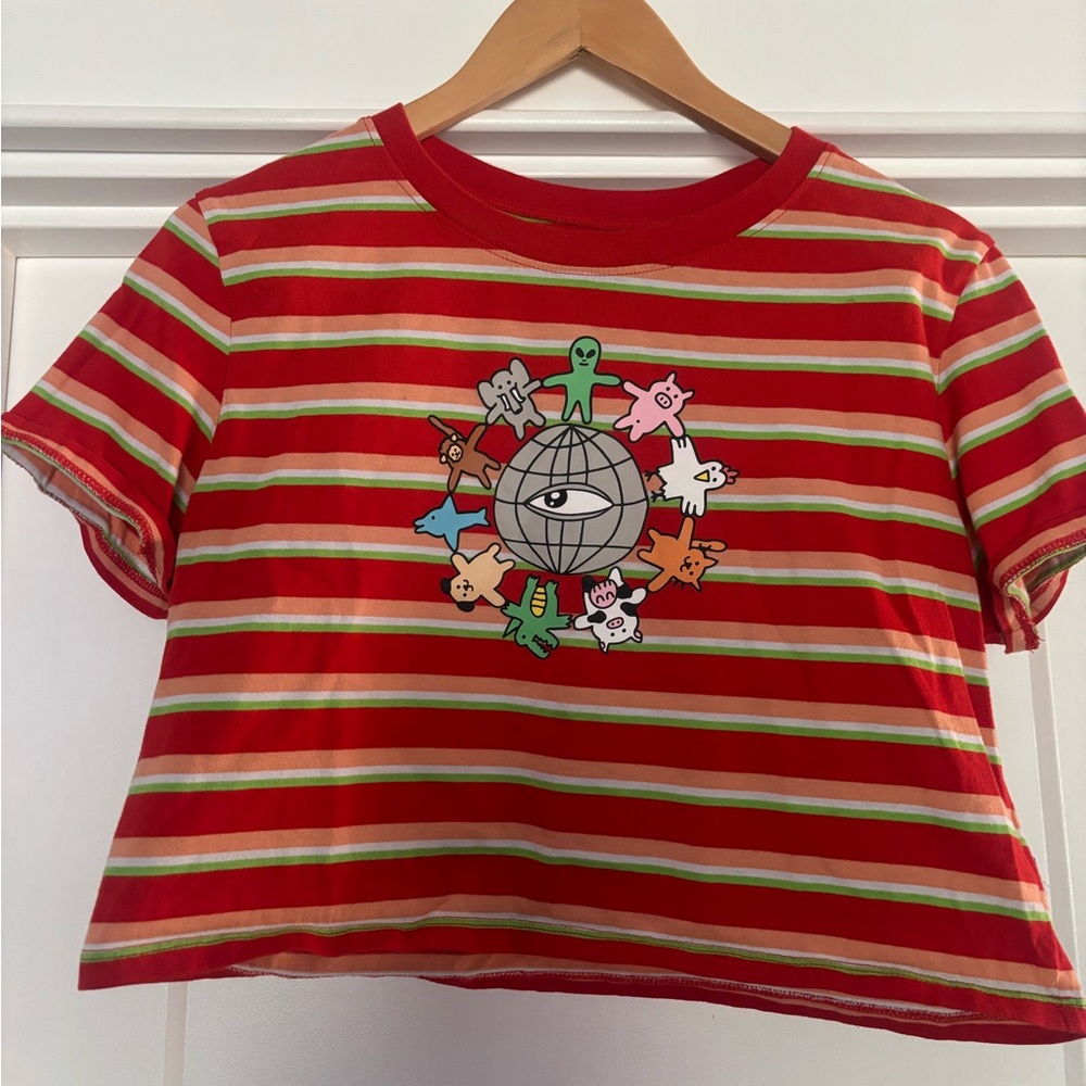 Striped Red Kids T-Shirt with Fun Graphic